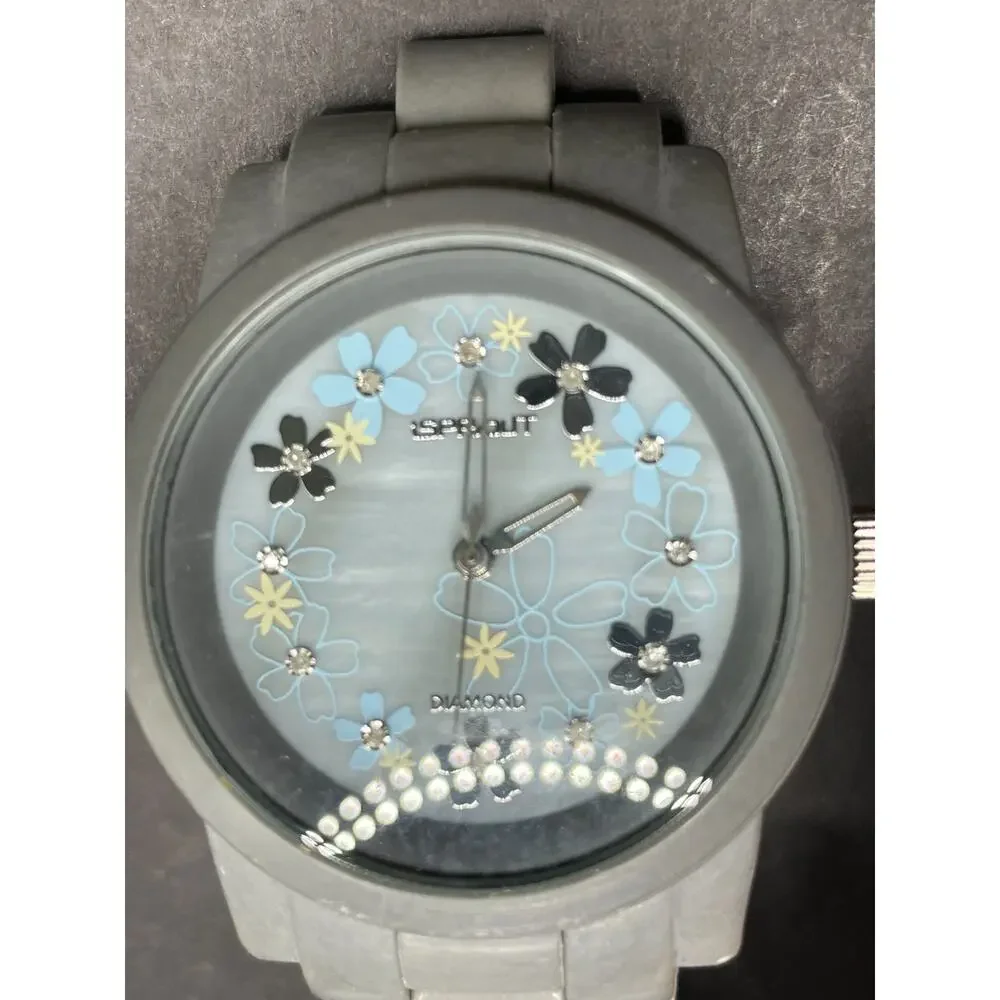 iSPROUT Diamond Corn Resin Case Quartz Watch Lot of 3 White Cork Floral Dial